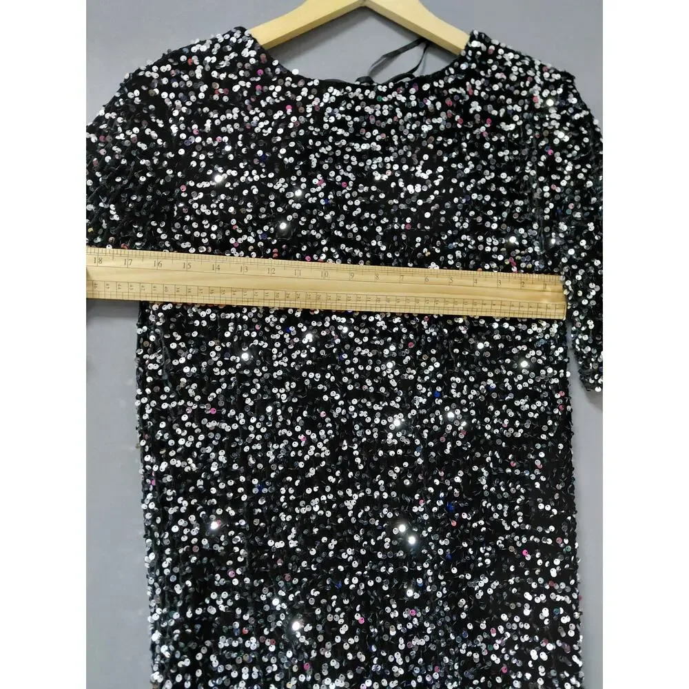 NWT 4th & Reckless Amelia Dress Black Sheath Mini Sequin Women Size XS